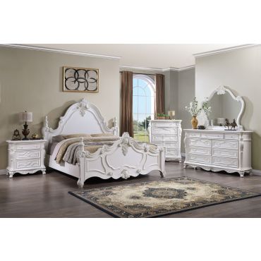 Dorothy White Finish Traditional Style Bedroom Set