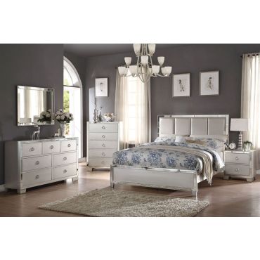 Arata Silver Finish Bed With Crystals