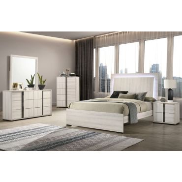 Edmon White Wash Finish Bedroom Set