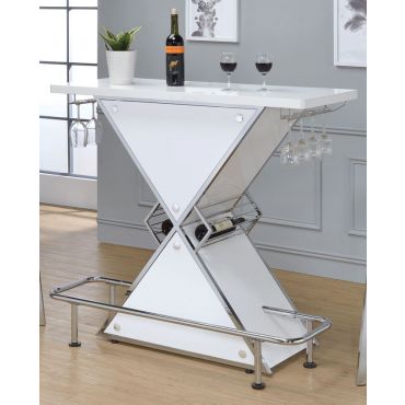 Elijah White Finish Modern Bar Stand