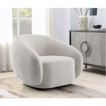 Elise Beige Boucle Swivel Accent Chair