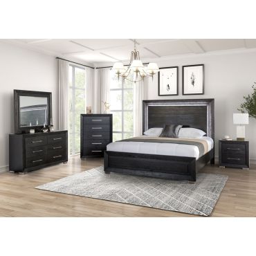 Enrico Bedroom Set in Rustic Black