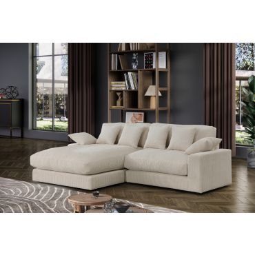 Erika Beige Corduroy Sectional With Deep Seats