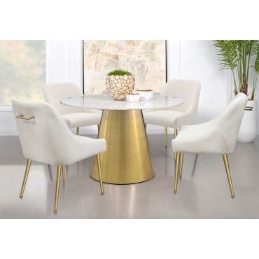 Errico Round Marble Top Table Gold Base