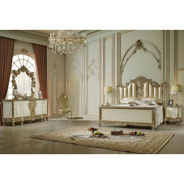 Eskada Traditional Bed With Gold Accents