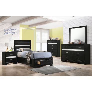 Filipo Black Finish Youth Storage Bedroom Set