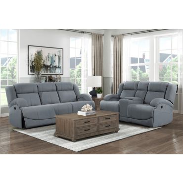 Flatbush Grey Microfiber Recliner Sofa Set