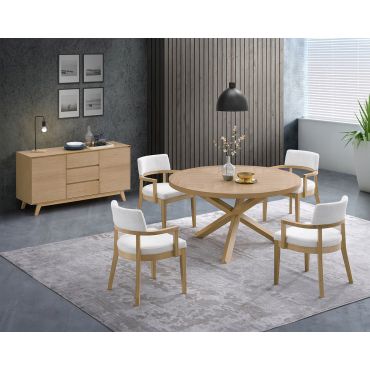 Forana Oak Finish 5-Piece Dining Table Set