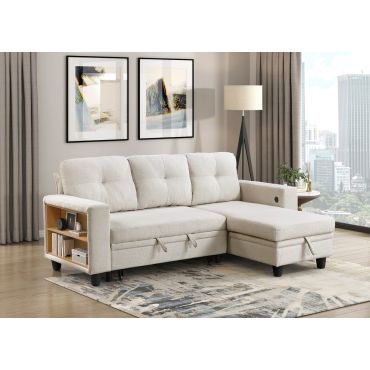 Frisco Beige Boucle Sectional Sleeper