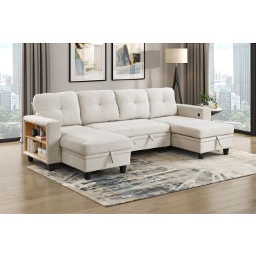 Frisco Beige U-Shape Sectional Sleeper