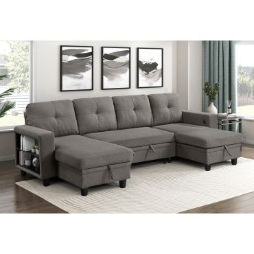 Frisco Dark Brown U-Shape Sectional Sleeper