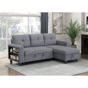 Frisco Grey Sectional Sleeper With Storage