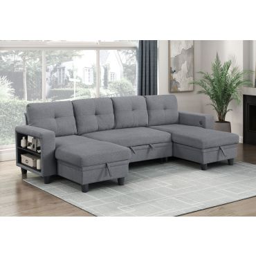 Frisco Grey U-Shape Sectional Sleeper