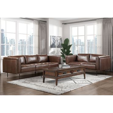 Gavyn Top Grain Leather Modern Living Room