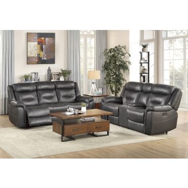 Ghana Grey Top Grain Leather Recliner Sofa Set