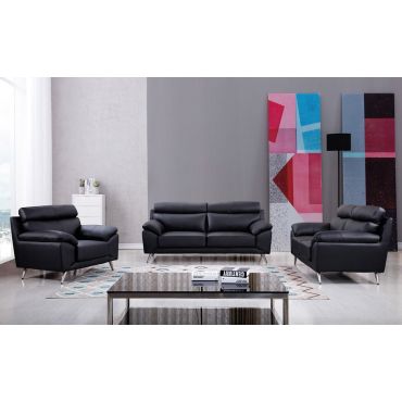 Gilda Black Top Grain Leather Sofa Set