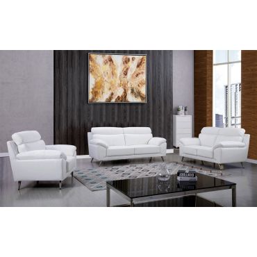 Gilda White Top Grain Leather Sofa Set