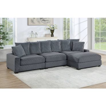 Giza 4-Piece Modular Sectional Grey Corduroy