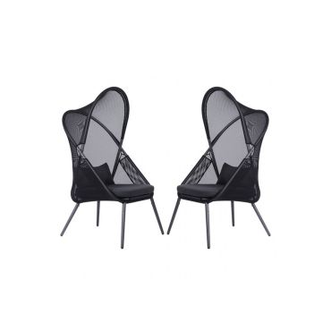 Glaser Black Outdoor Folding Chairs (Set of 2)