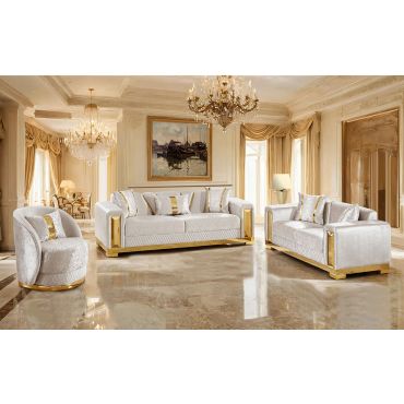 Glenn Beige Sofa With Gold Accents