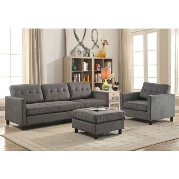 Glenn Modular Sofa Set Gray Linen Fabric