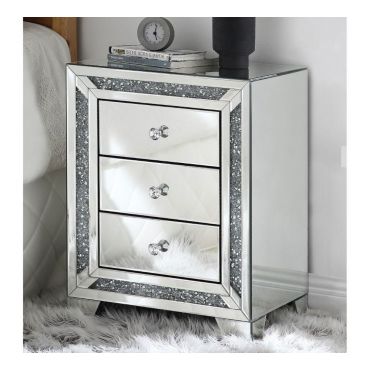 Glimmer Mirrored Three Drawer Night Stand