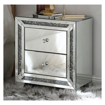 Glimmer Two Drawer Mirrored Night Stand