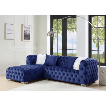 Greysen Tufted Navy Velvet Sectional