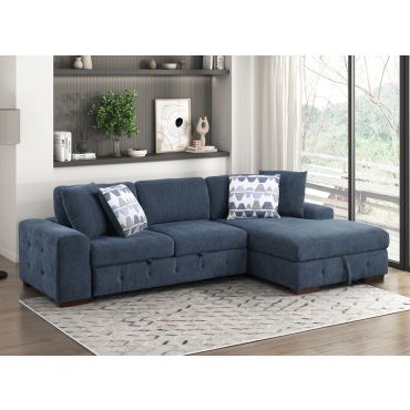 Greyson Blue Sectional Sleeper With Storage