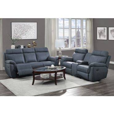 Guash Blue Microfiber Recliner Sofa Set