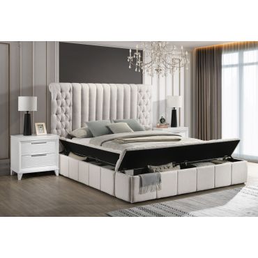 Hadley White Boucle Bed With Side Storage