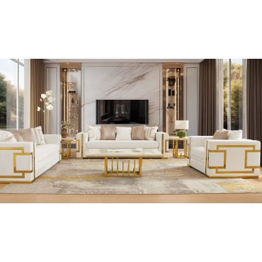 Halima Modern Sofa With Gold Accents