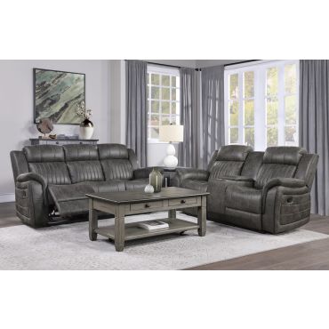 Halmin Polished Microfiber Recliner Sofa Set