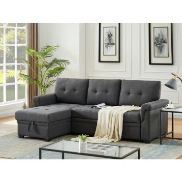 Hamar Grey Sectional Sleeper With Storage