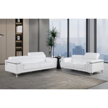 Hanari Modern White Leather Sofa Set