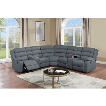 Hankins Grey Burlap Recliner Sectional