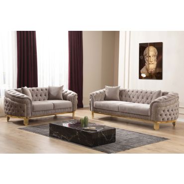 Harley Taupe Sofa Loveseat