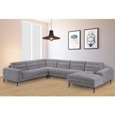 Hathaway U-Shape Sectional Grey Linen