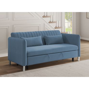 Helima Blue Velvet Loveseat Sleeper