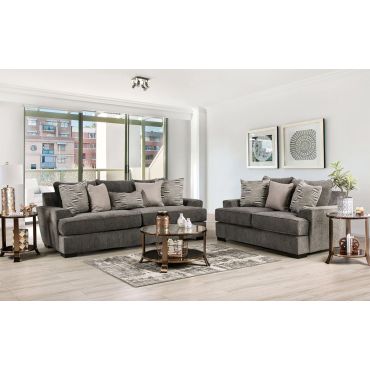 Hettie Grey Chenille Oversized Sofa Set