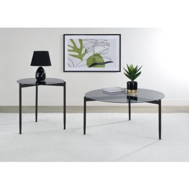 Highlawn Round Smoked Glass Top Coffee Table Set