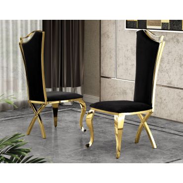 Hobson Black Velvet Dining Chair Gold Frame