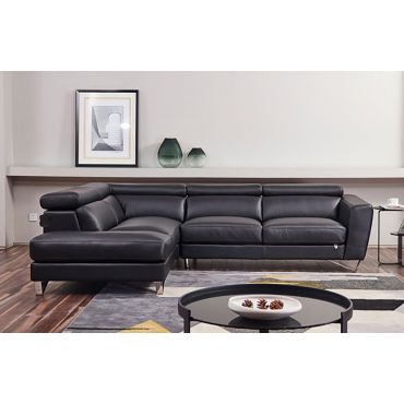 Hollywood Black Leather Modern Sectional