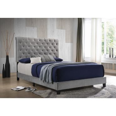 Huntley Slate Blue Velvet Bed