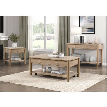 Isabella Natural Wood Coffee Table With Drawers