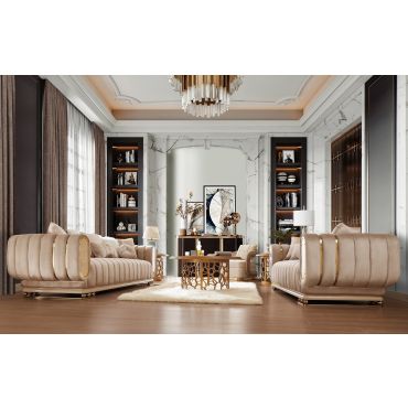 Jaylan Contemporary Sofa Set With Gold Accents