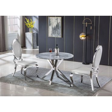 Jenny Round Marble Top Dining Table Set