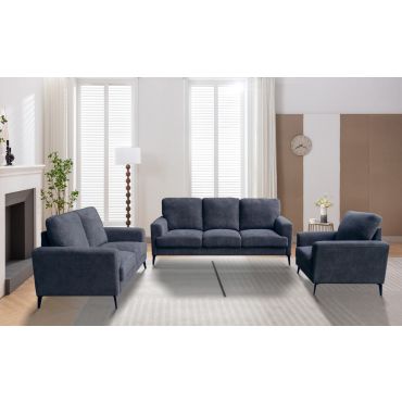 Kaiden Black Chenille Sofa Set