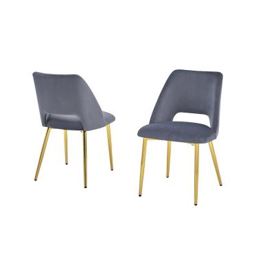 Kaiser Grey Velvet Dining Chairs Gold