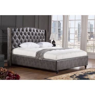 Kelly Button Tufted Leather Bed